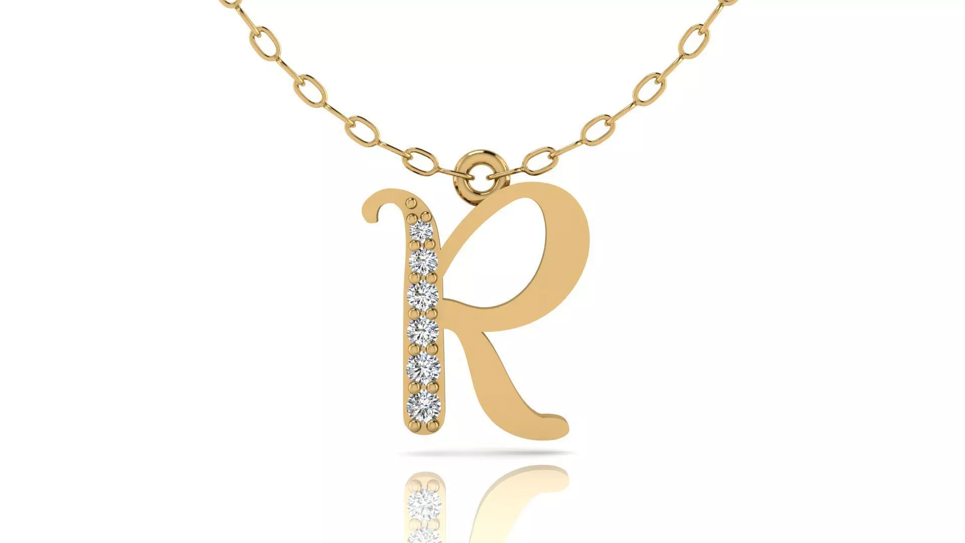 Alphabet Chicago Diamond Pendant R 3D print model