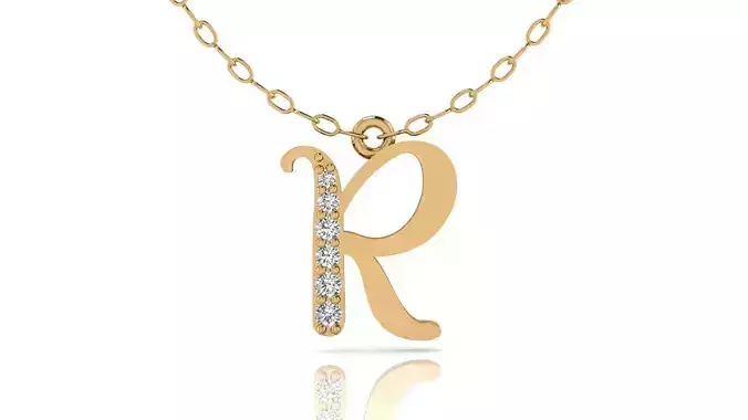 Alphabet Chicago Diamond Pendant R 3D print model