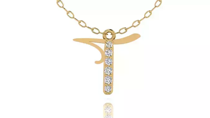 Alphabet Chicago Diamond Pendant T 3D print model