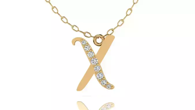 Alphabet Chicago Diamond Pendant X