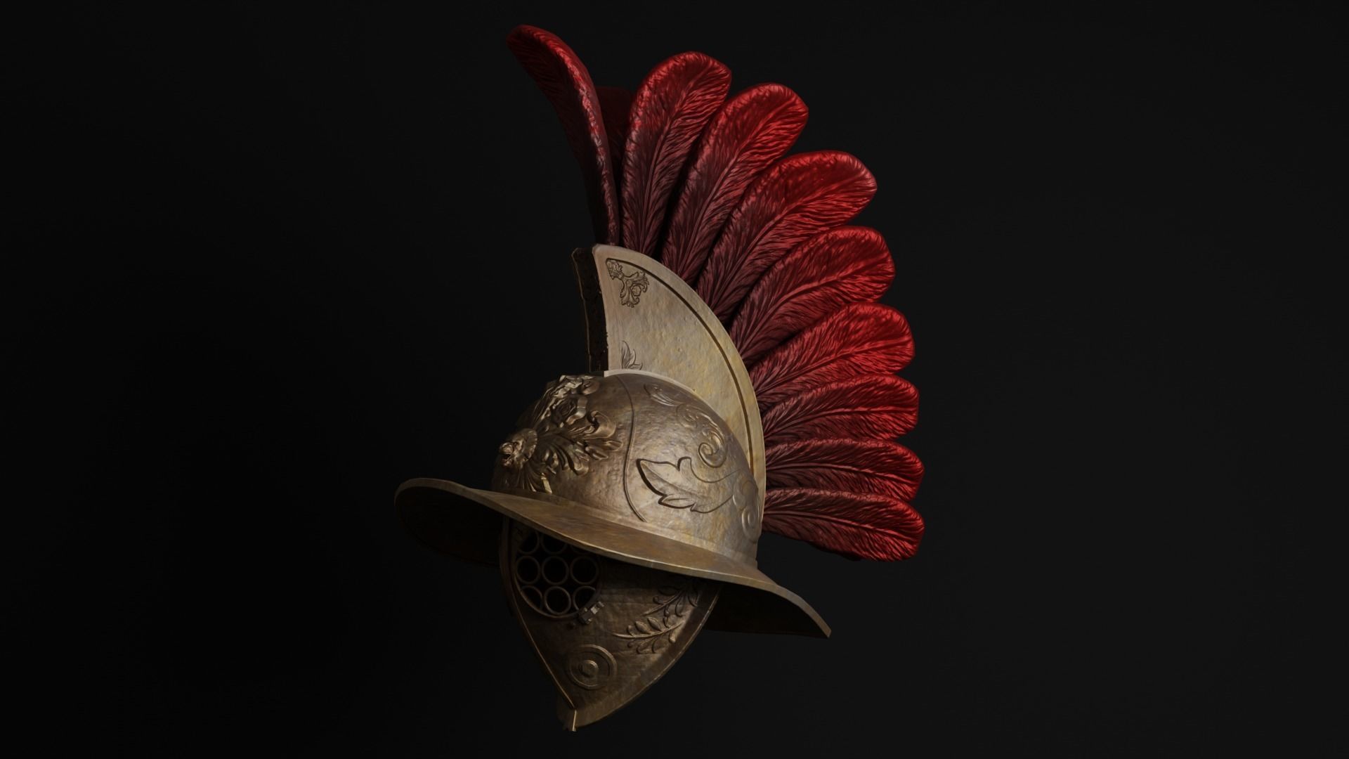 Gladiator Helmet Low-poly 3D model_2