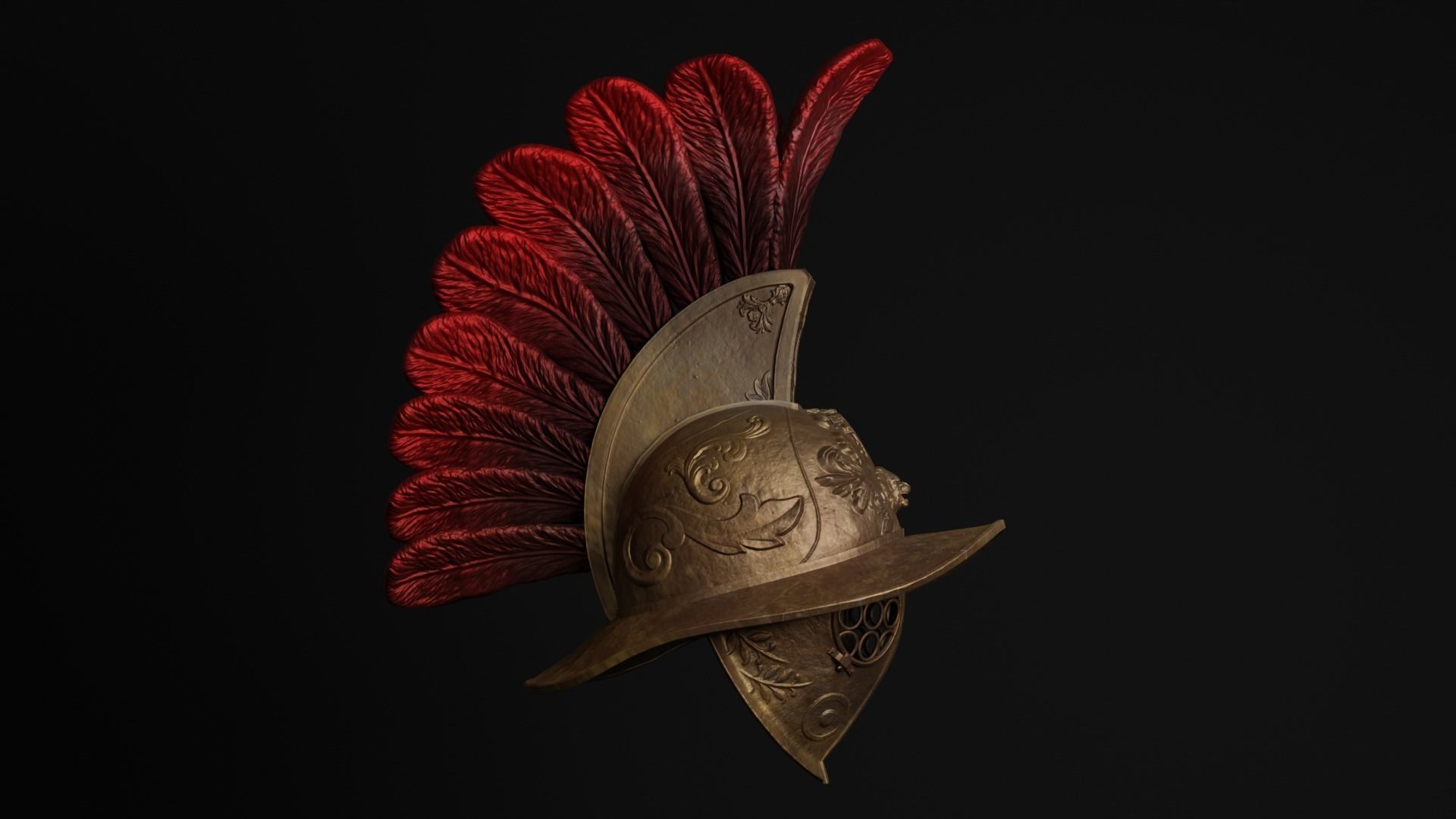 Gladiator Helmet Low-poly 3D model_4