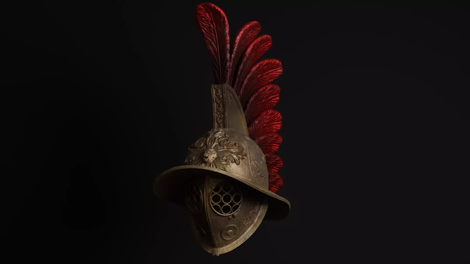 Gladiator Helmet Low-poly 3D model_0