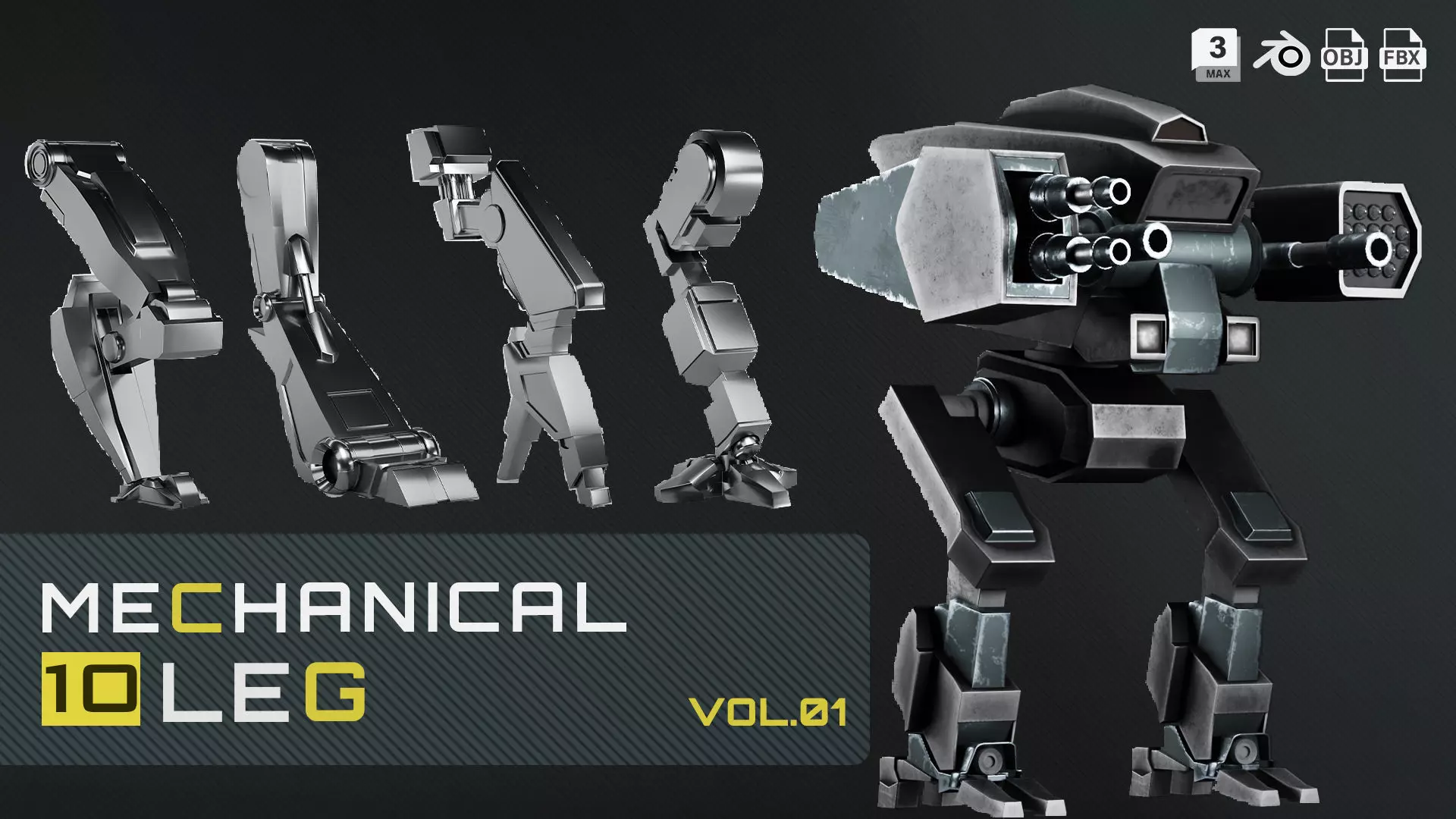 10 MECHANICAL LEG VOL 01 Low-poly 3D model