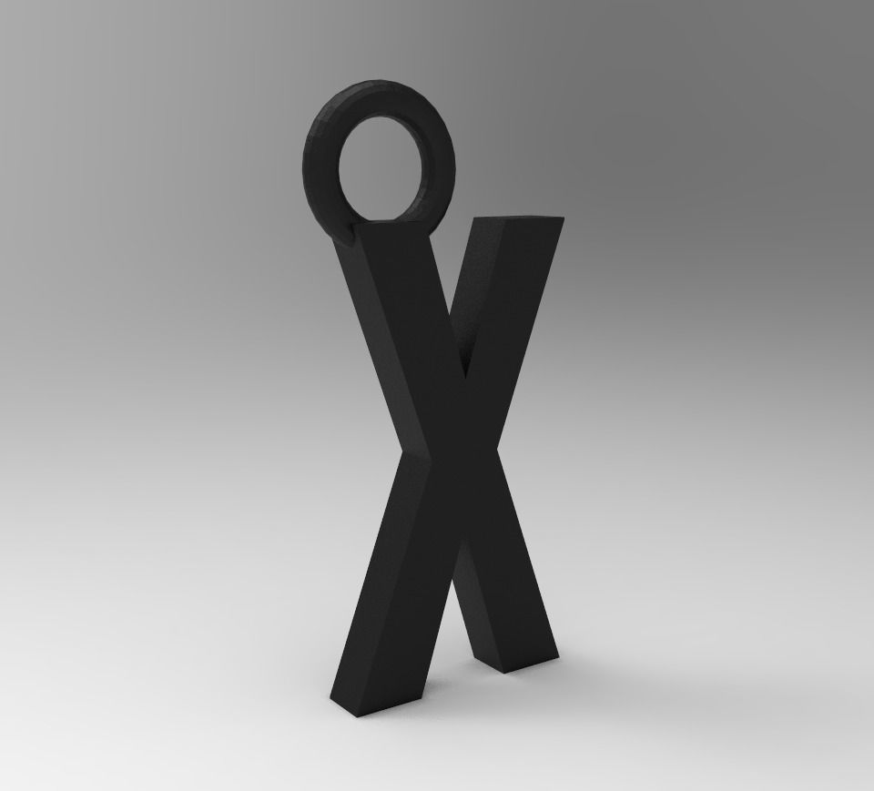 ALPHABET LATTER X PENDANT 3D print model_5
