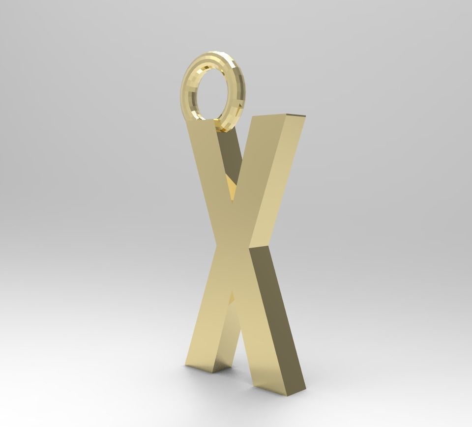 ALPHABET LATTER X PENDANT 3D print model_2