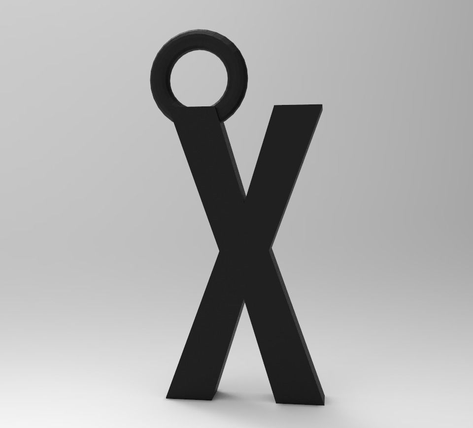 ALPHABET LATTER X PENDANT 3D print model_7