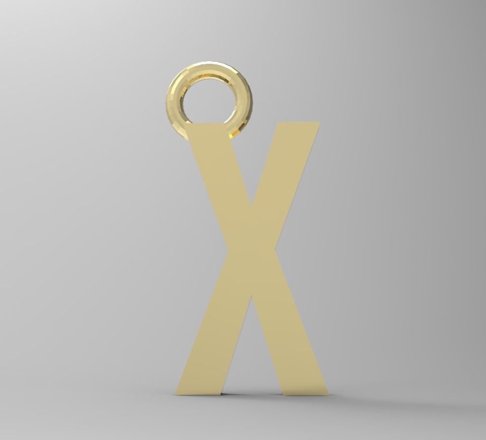 ALPHABET LATTER X PENDANT 3D print model_3