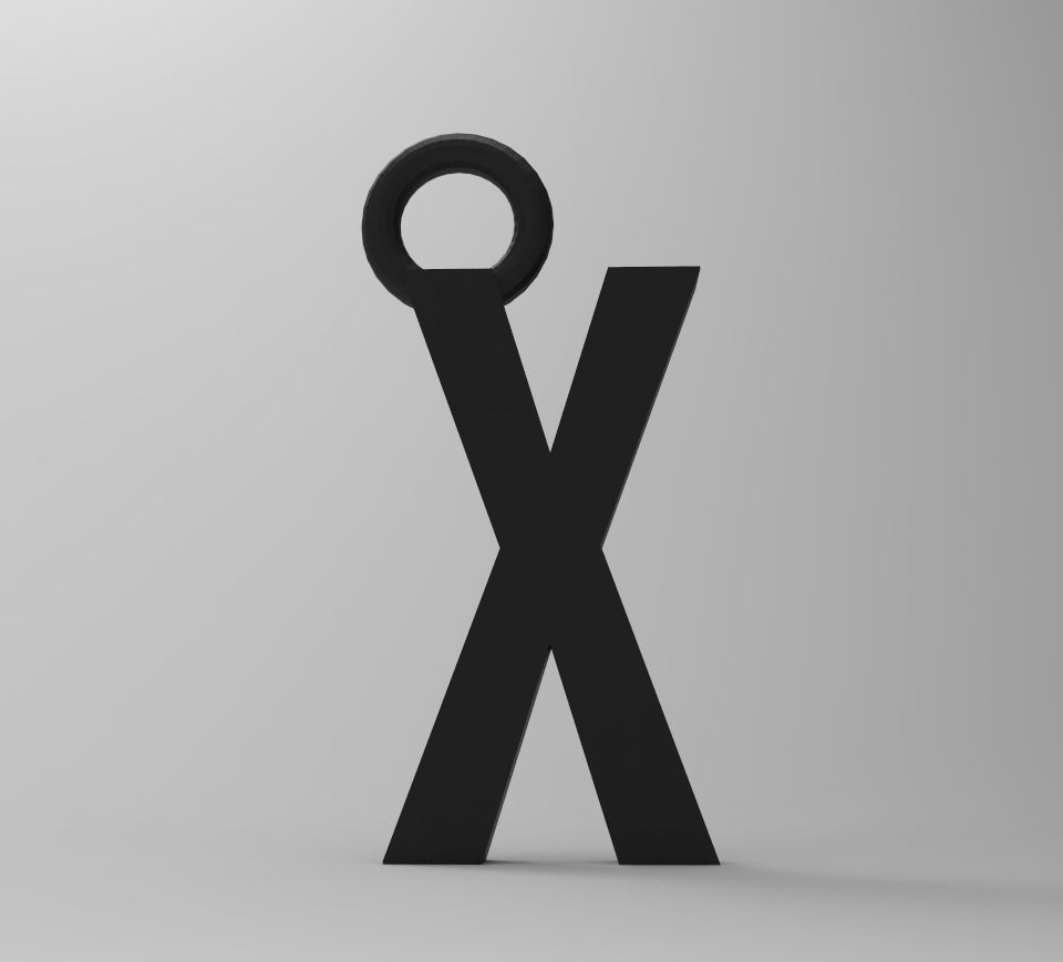 ALPHABET LATTER X PENDANT 3D print model_4