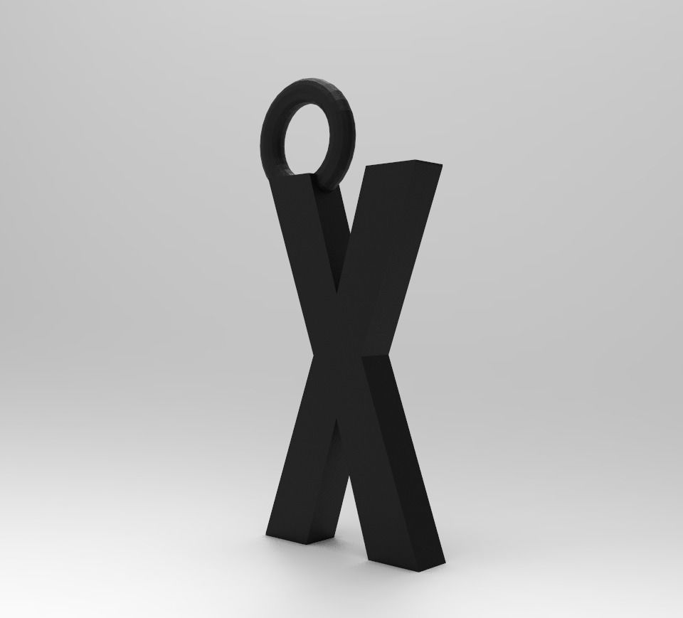 ALPHABET LATTER X PENDANT 3D print model_6