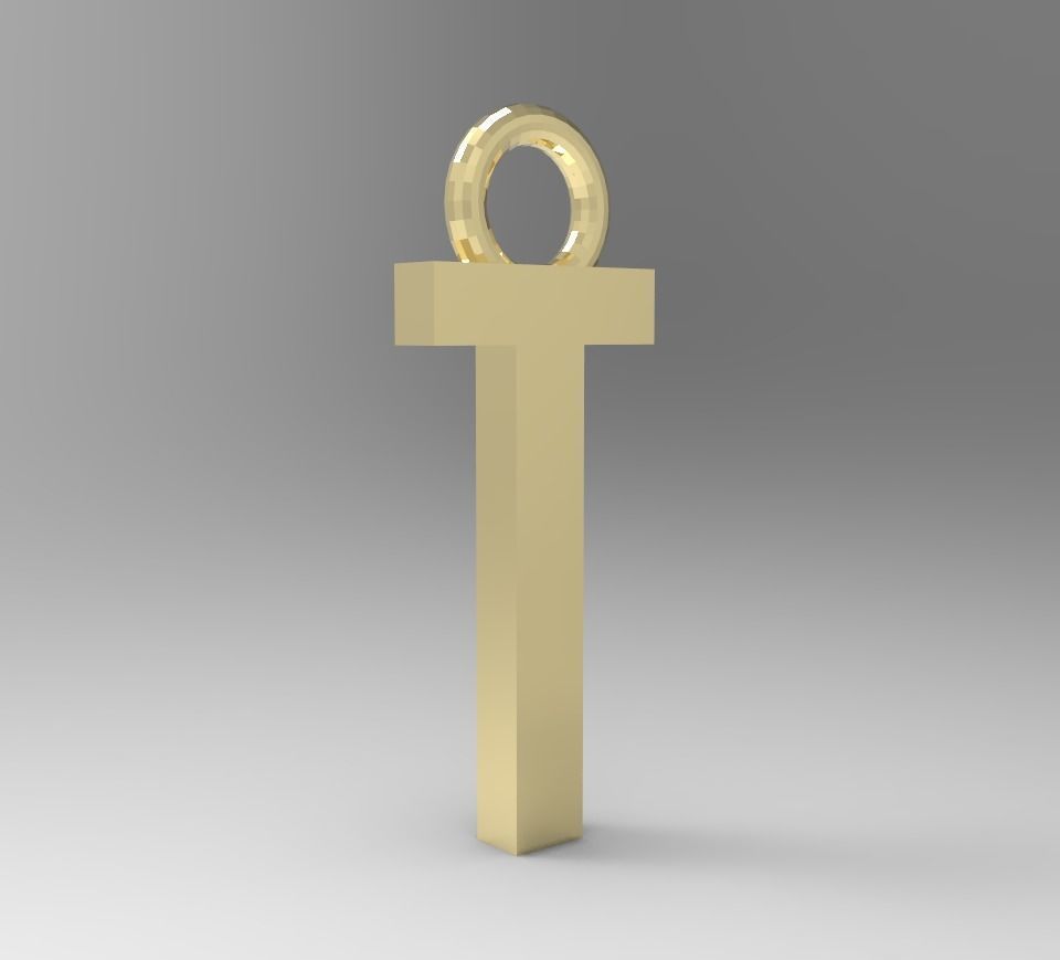 ALPHABET LATTER T PENDANT 3D print model_1