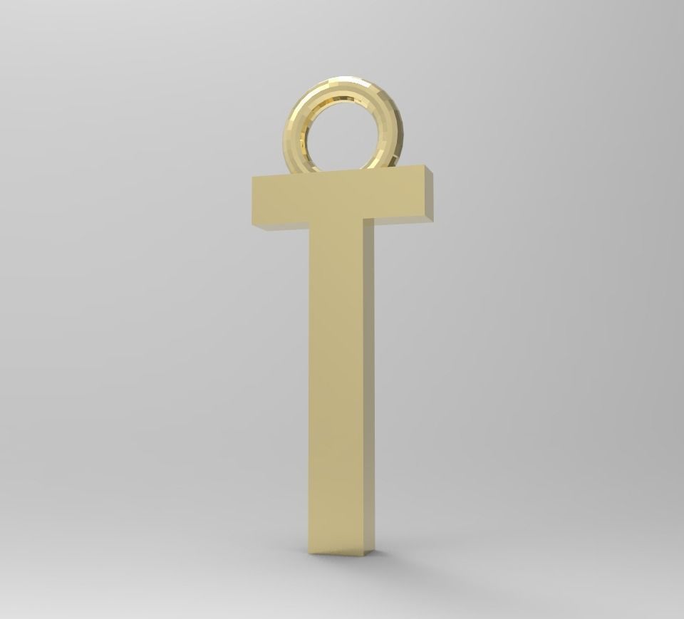 ALPHABET LATTER T PENDANT 3D print model_2