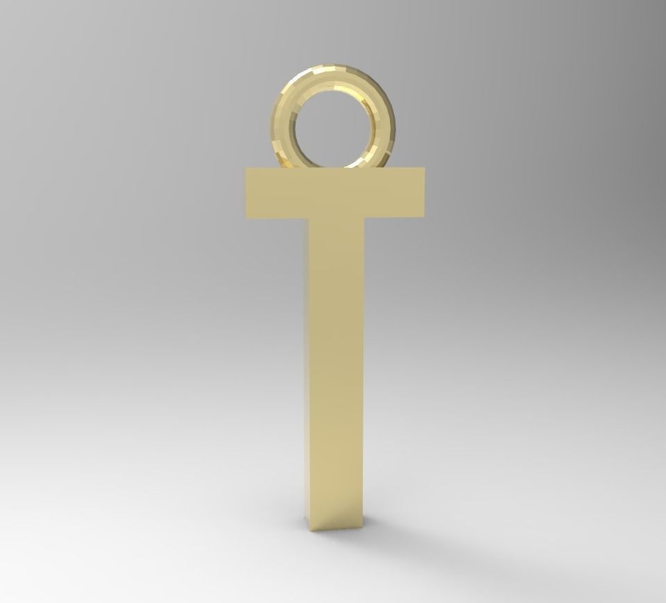 ALPHABET LATTER T PENDANT 3D print model_3