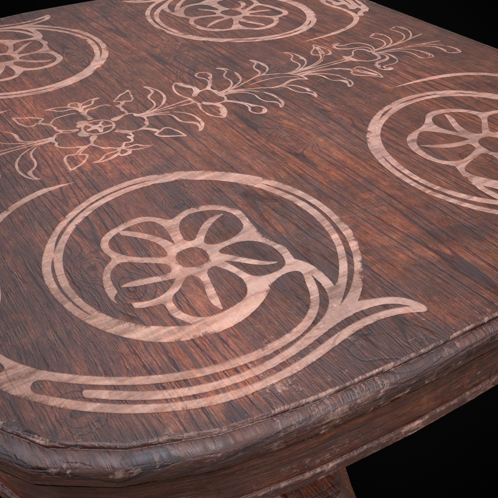 Renaissance Round Table Low-poly 3D model_13