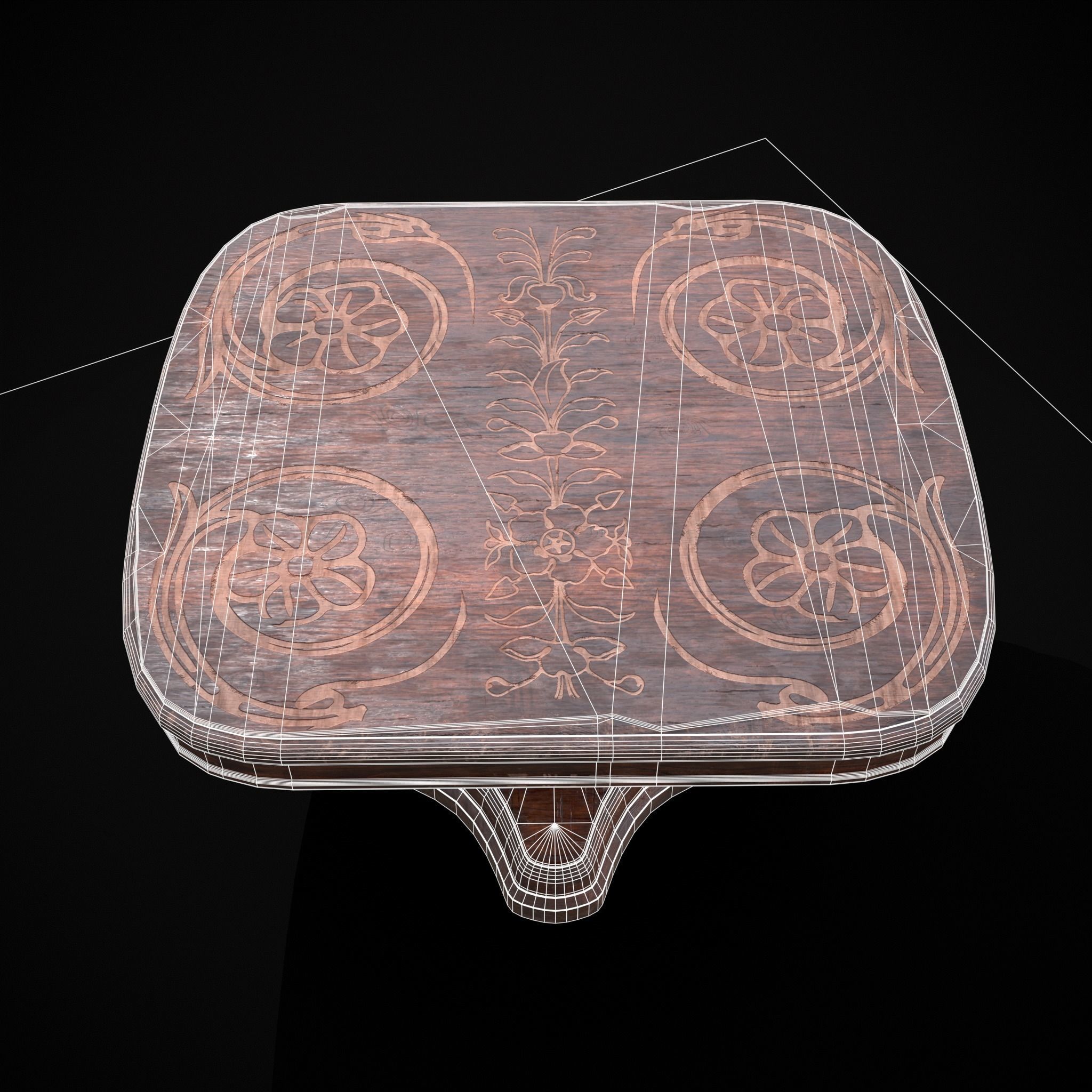 Renaissance Round Table Low-poly 3D model_6