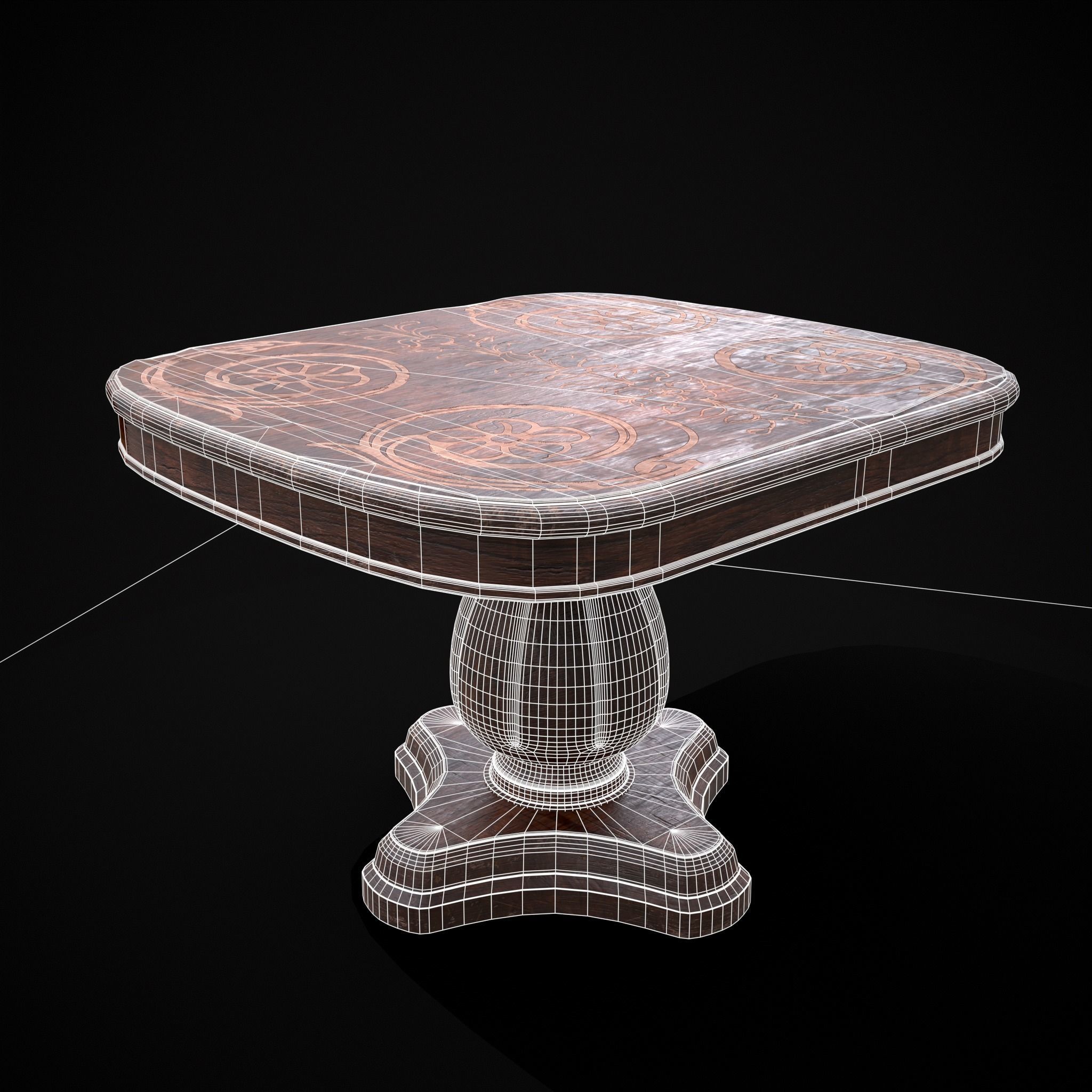 Renaissance Round Table Low-poly 3D model_10