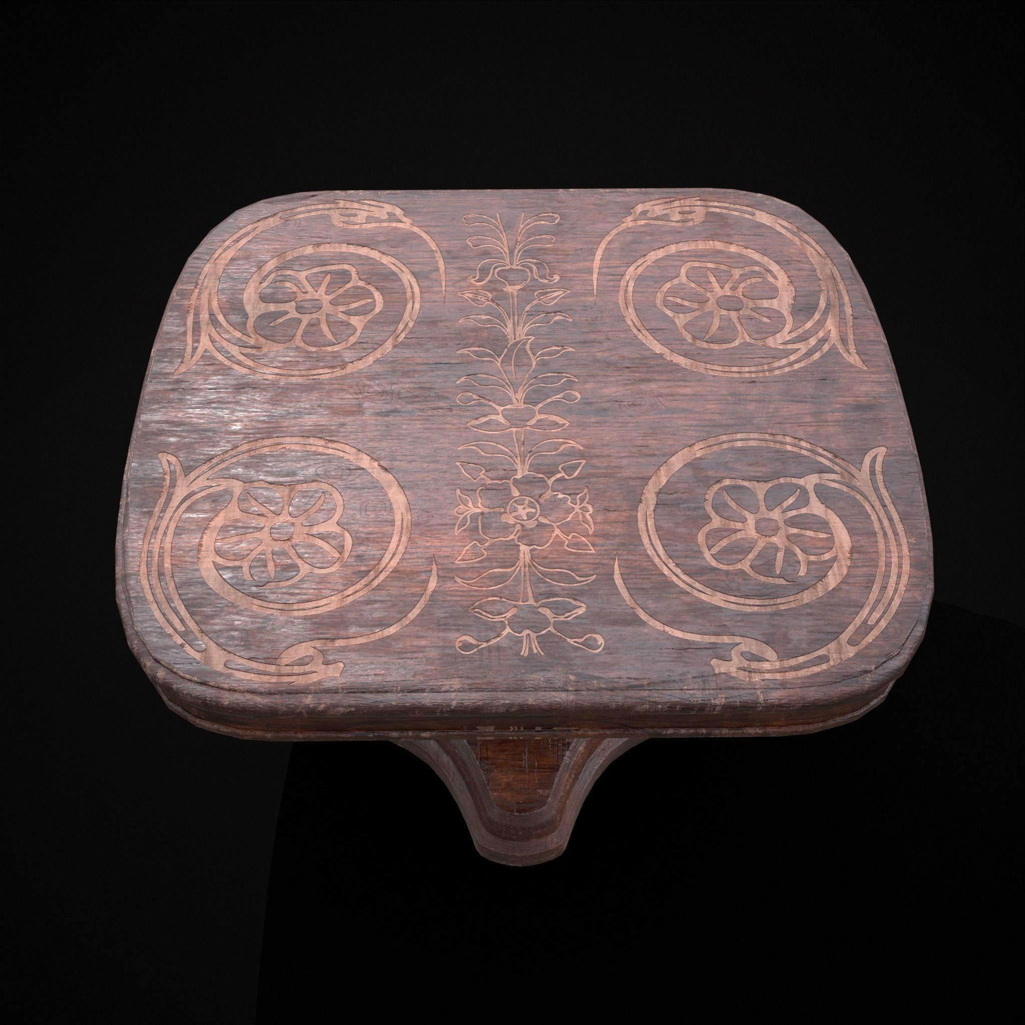 Renaissance Round Table Low-poly 3D model_5