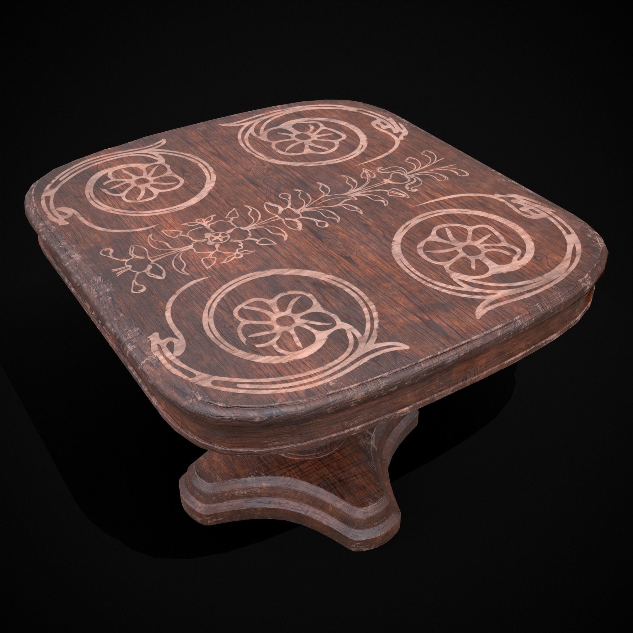 Renaissance Round Table Low-poly 3D model_15