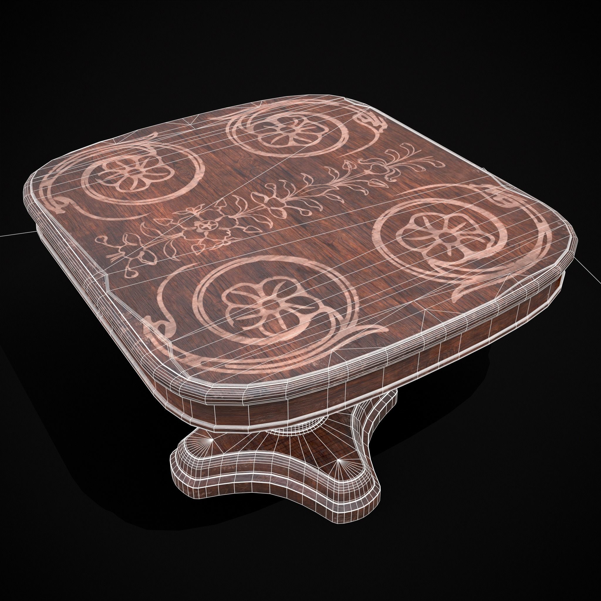 Renaissance Round Table Low-poly 3D model_16