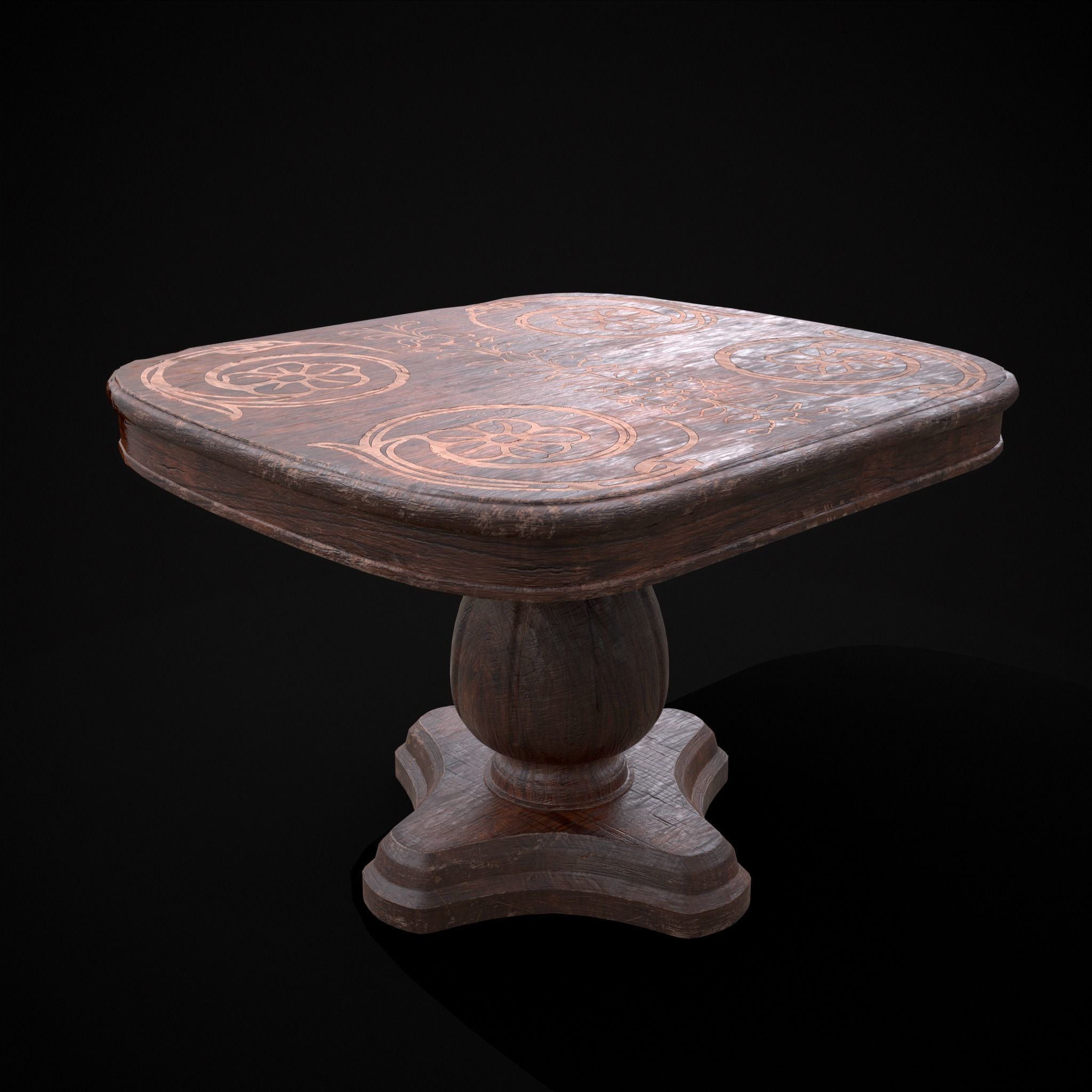 Renaissance Round Table Low-poly 3D model_9