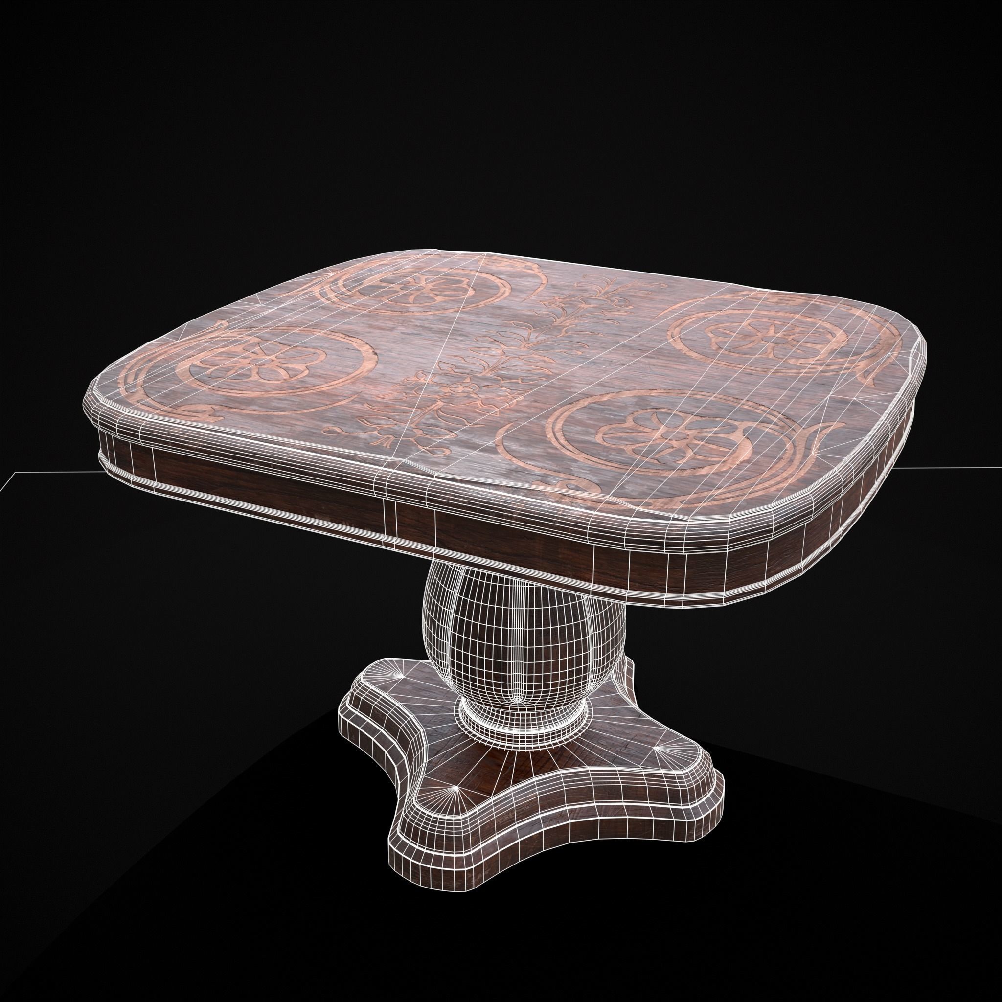 Renaissance Round Table Low-poly 3D model_4