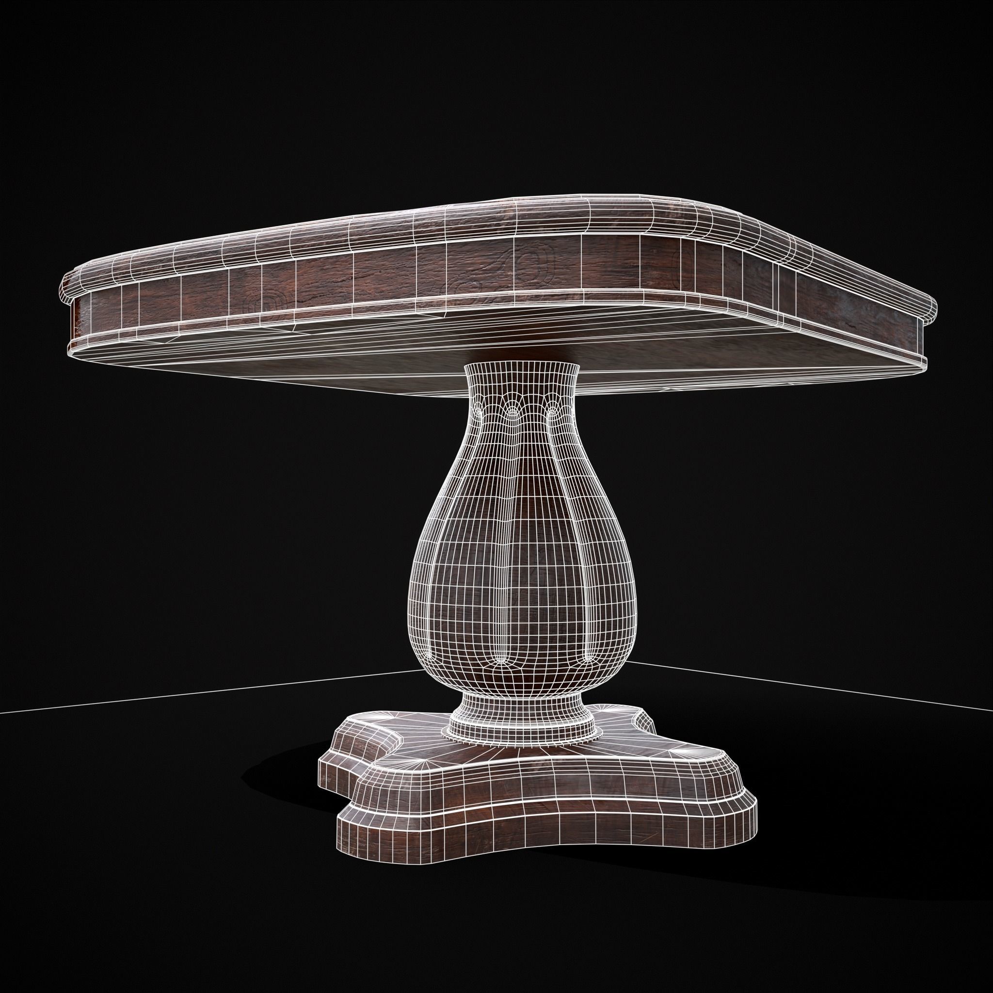 Renaissance Round Table Low-poly 3D model_12