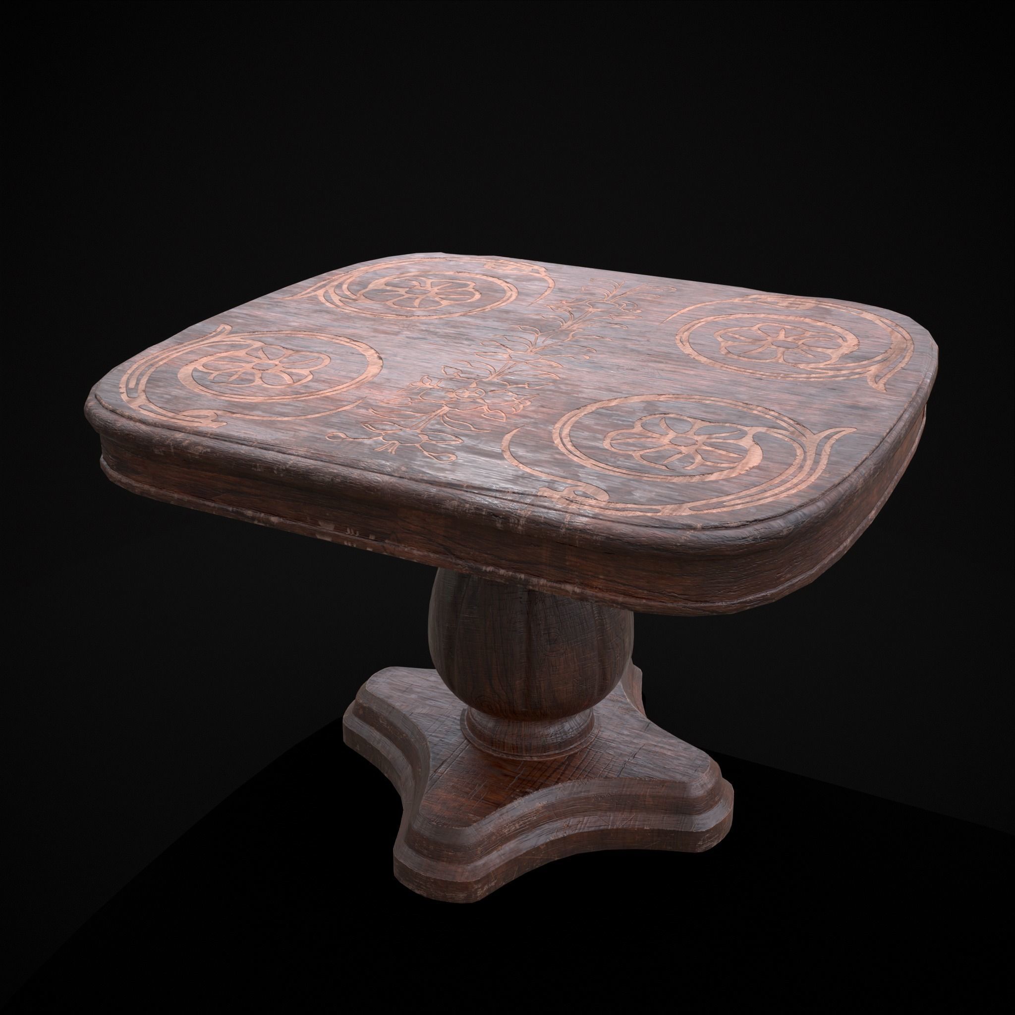 Renaissance Round Table Low-poly 3D model_3