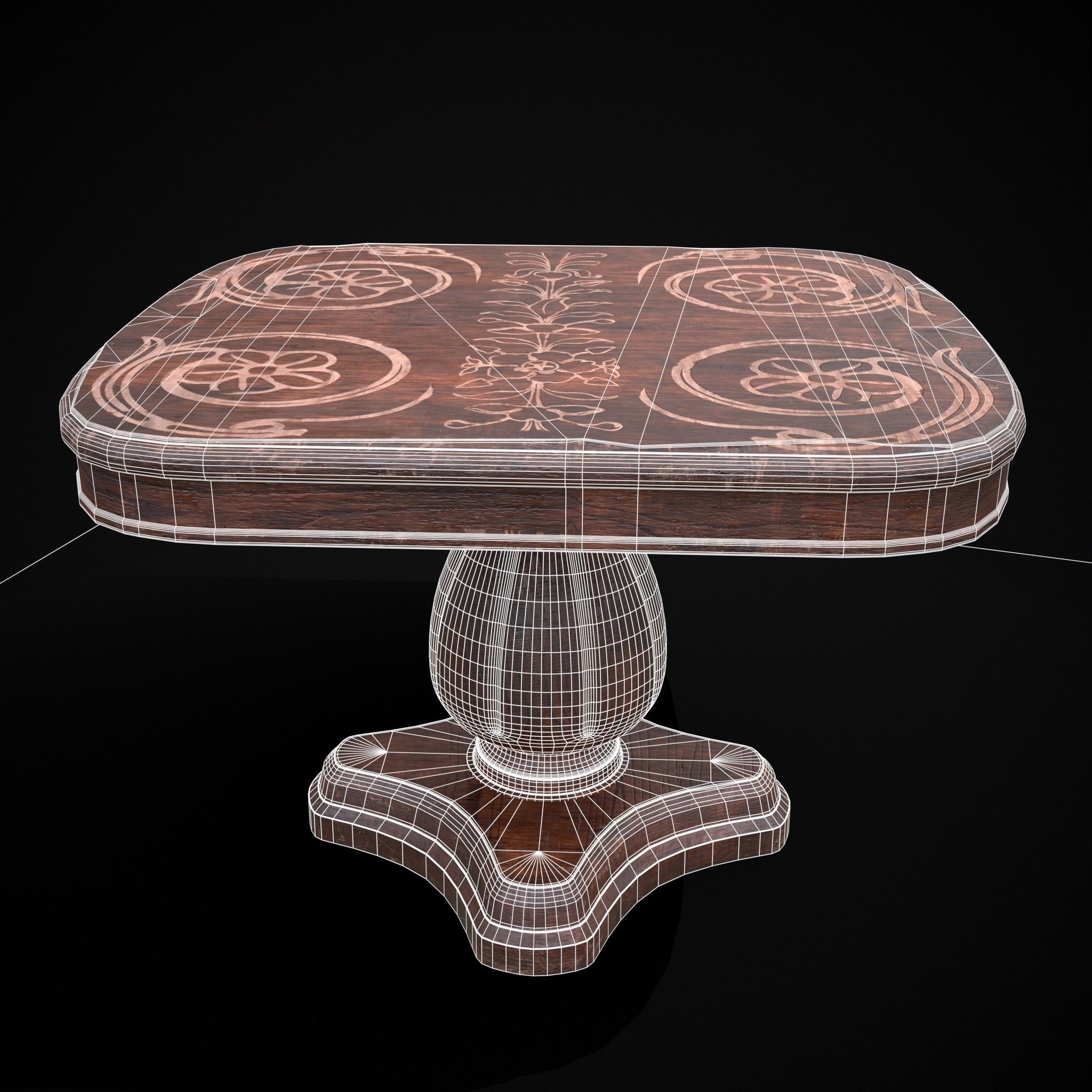 Renaissance Round Table Low-poly 3D model_2