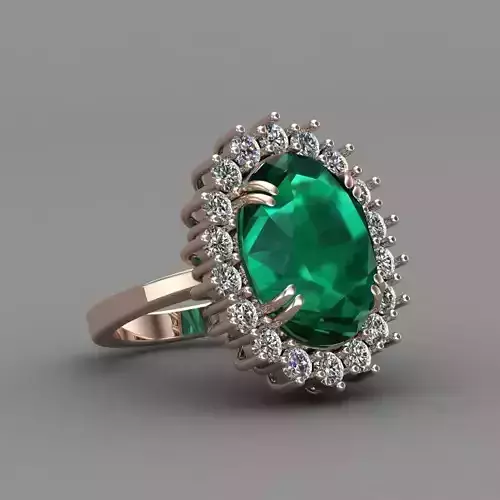 Rose Gold Emerald  Diamond Ring For Women 3d Print Model