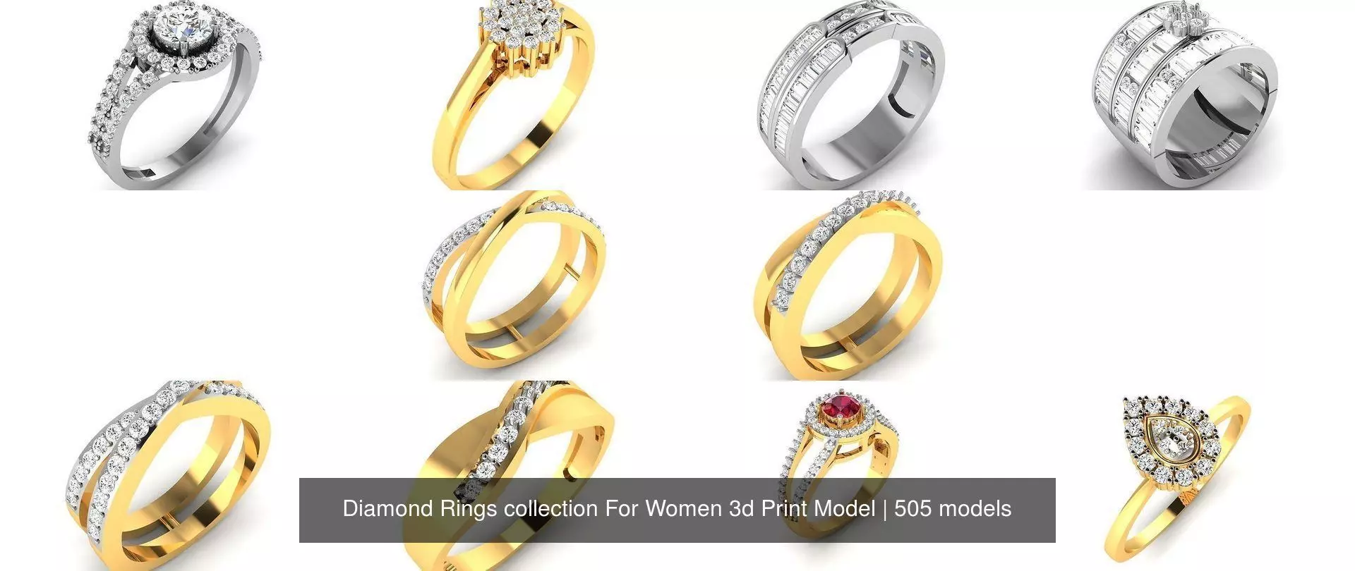 Diamond Rings collection For Women 3d Print Model _23