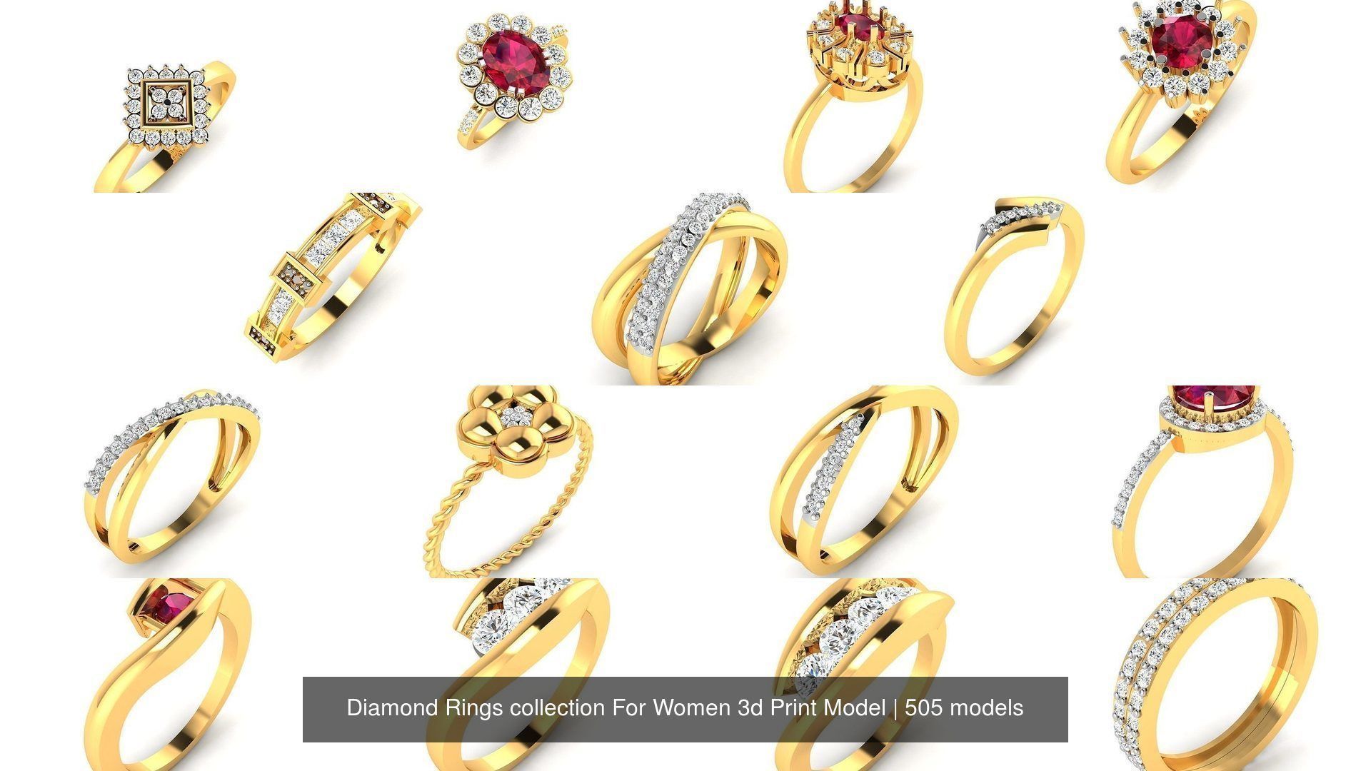 Diamond Rings collection For Women 3d Print Model _99