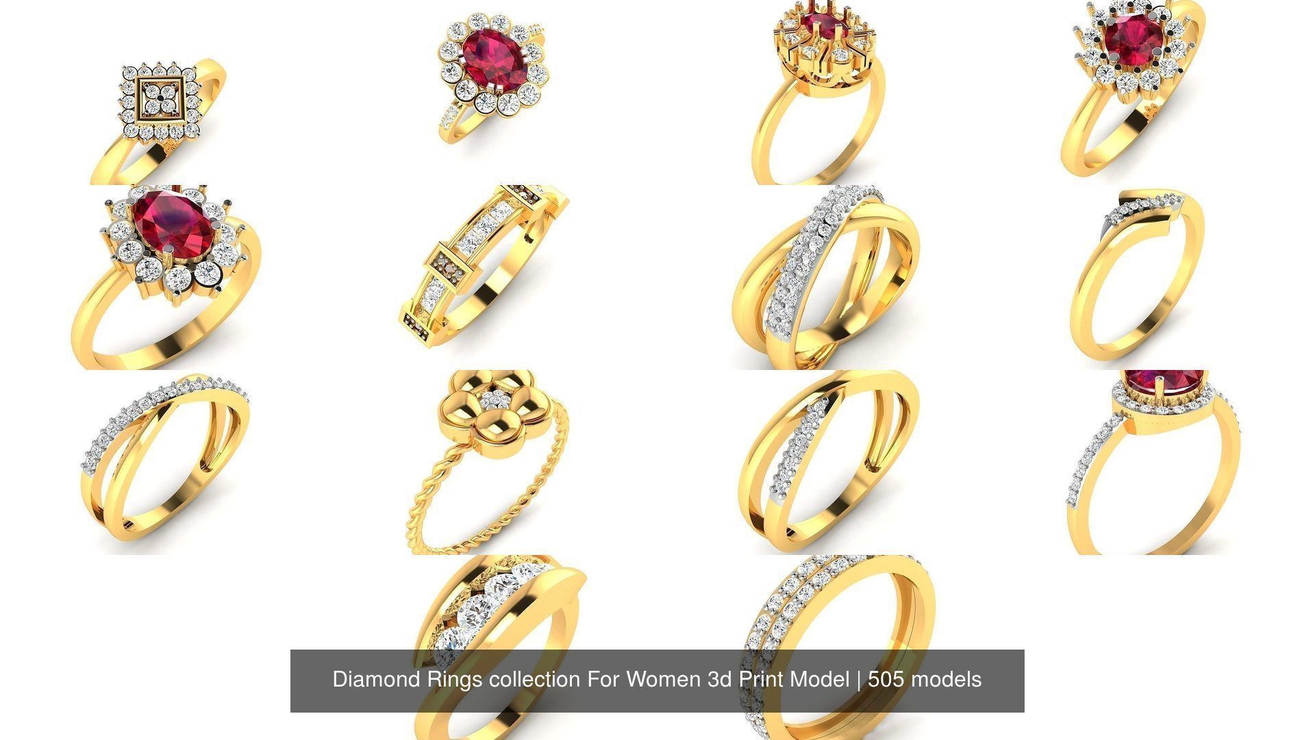 Diamond Rings collection For Women 3d Print Model _89
