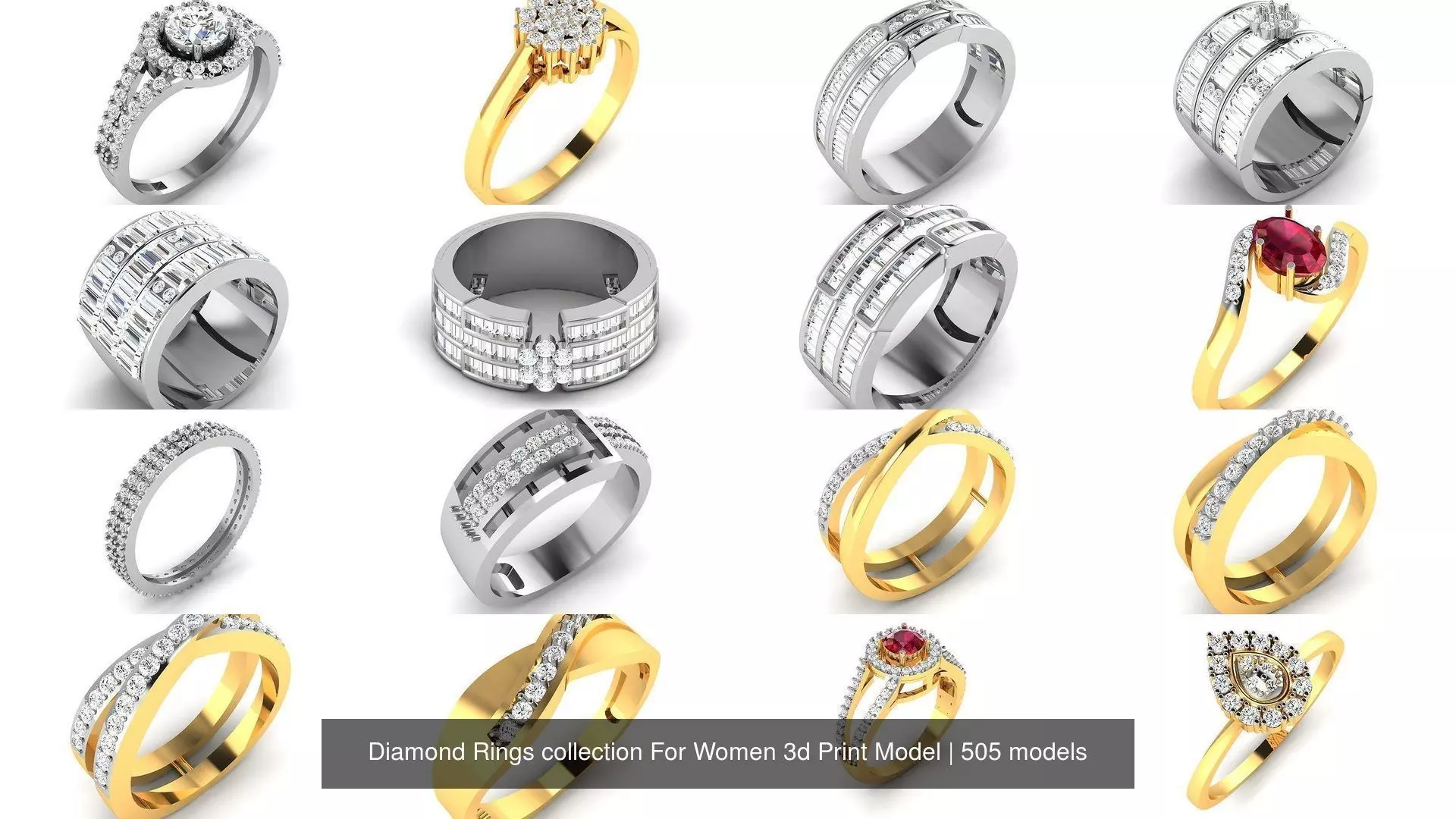 Diamond Rings collection For Women 3d Print Model _43