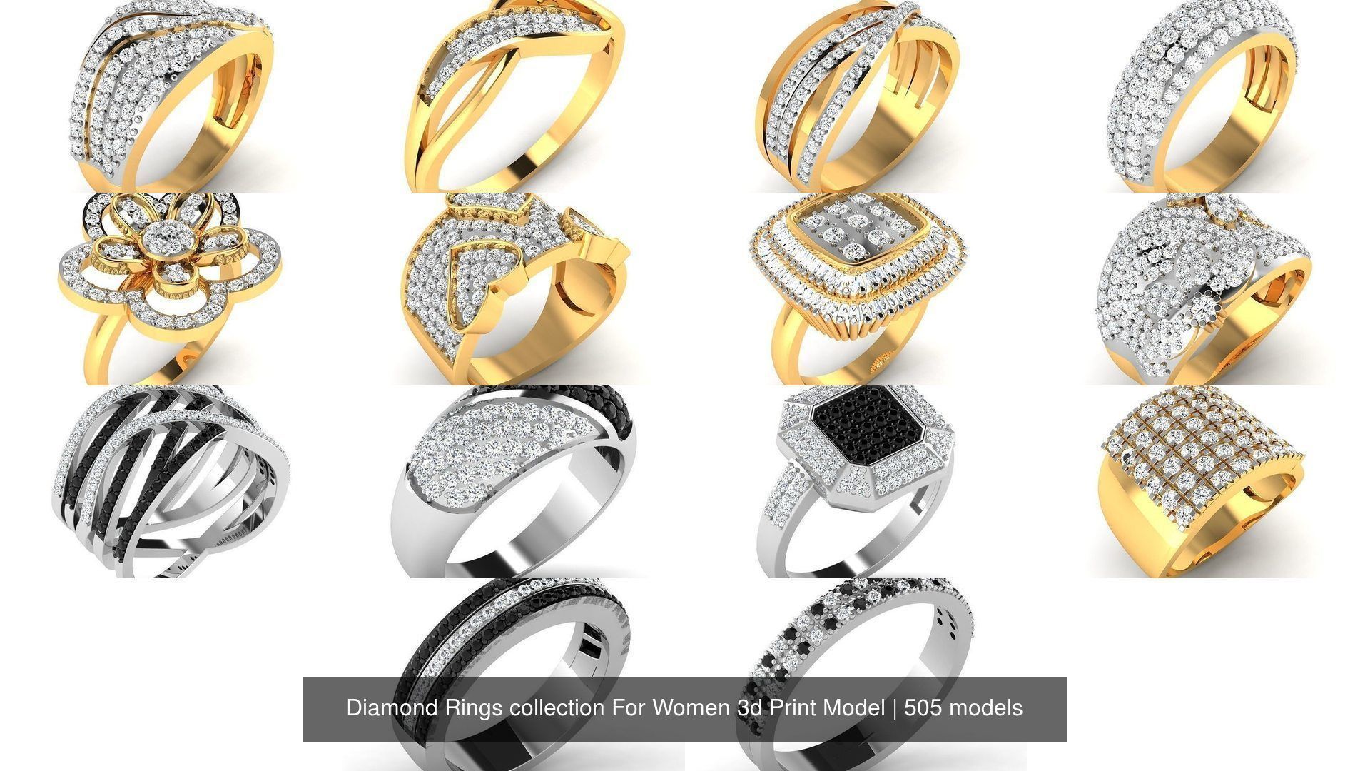 Diamond Rings collection For Women 3d Print Model _135