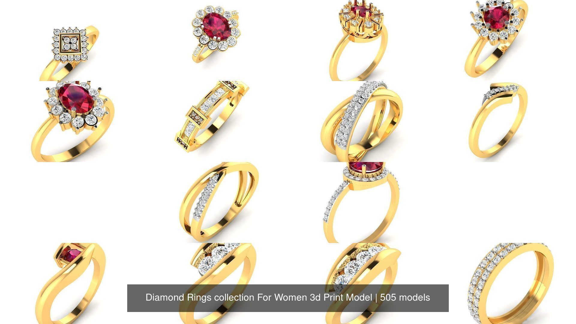 Diamond Rings collection For Women 3d Print Model _66