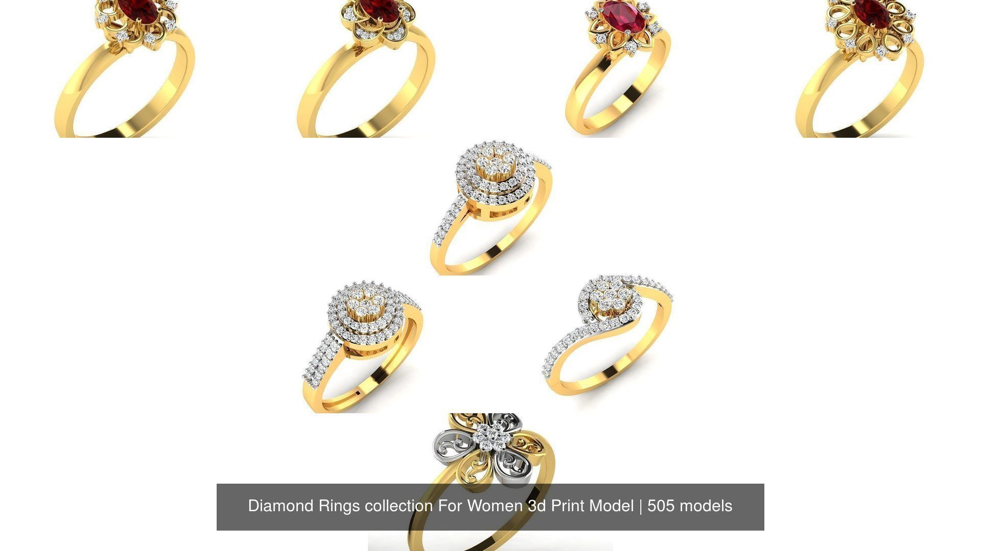 Diamond Rings collection For Women 3d Print Model _346