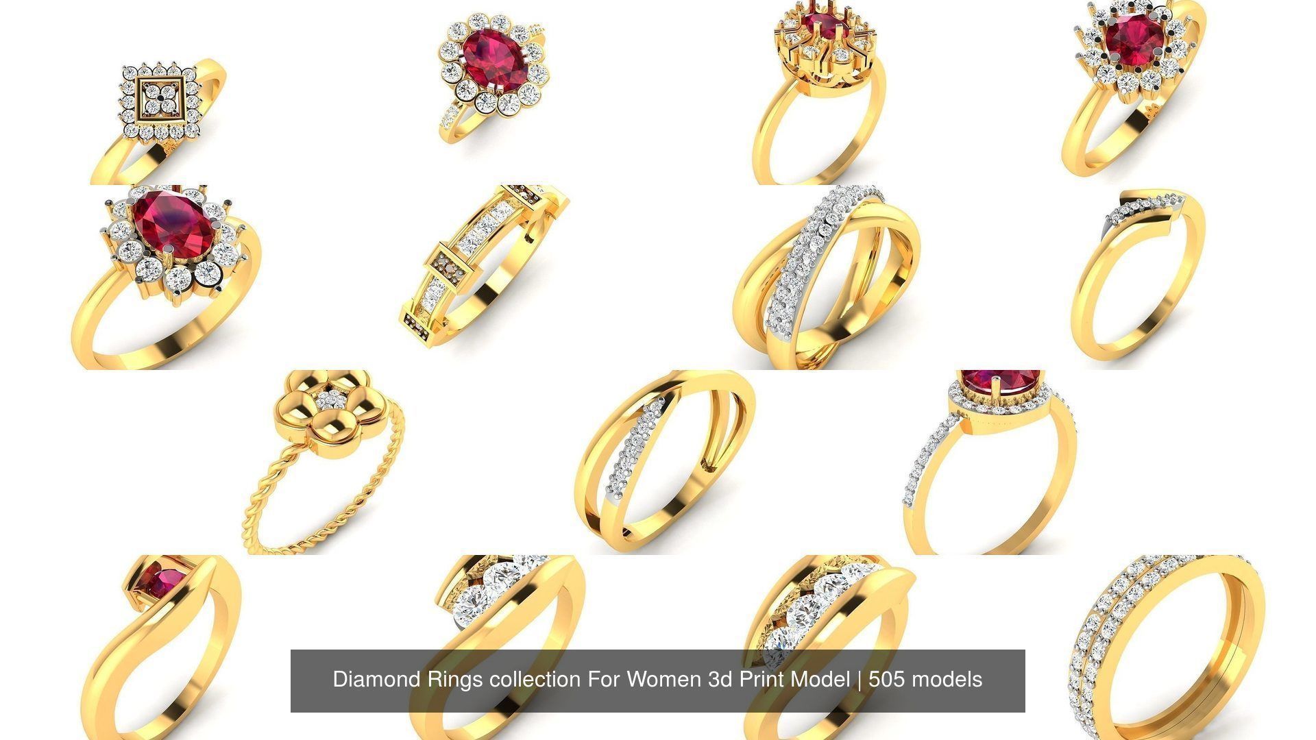 Diamond Rings collection For Women 3d Print Model _90
