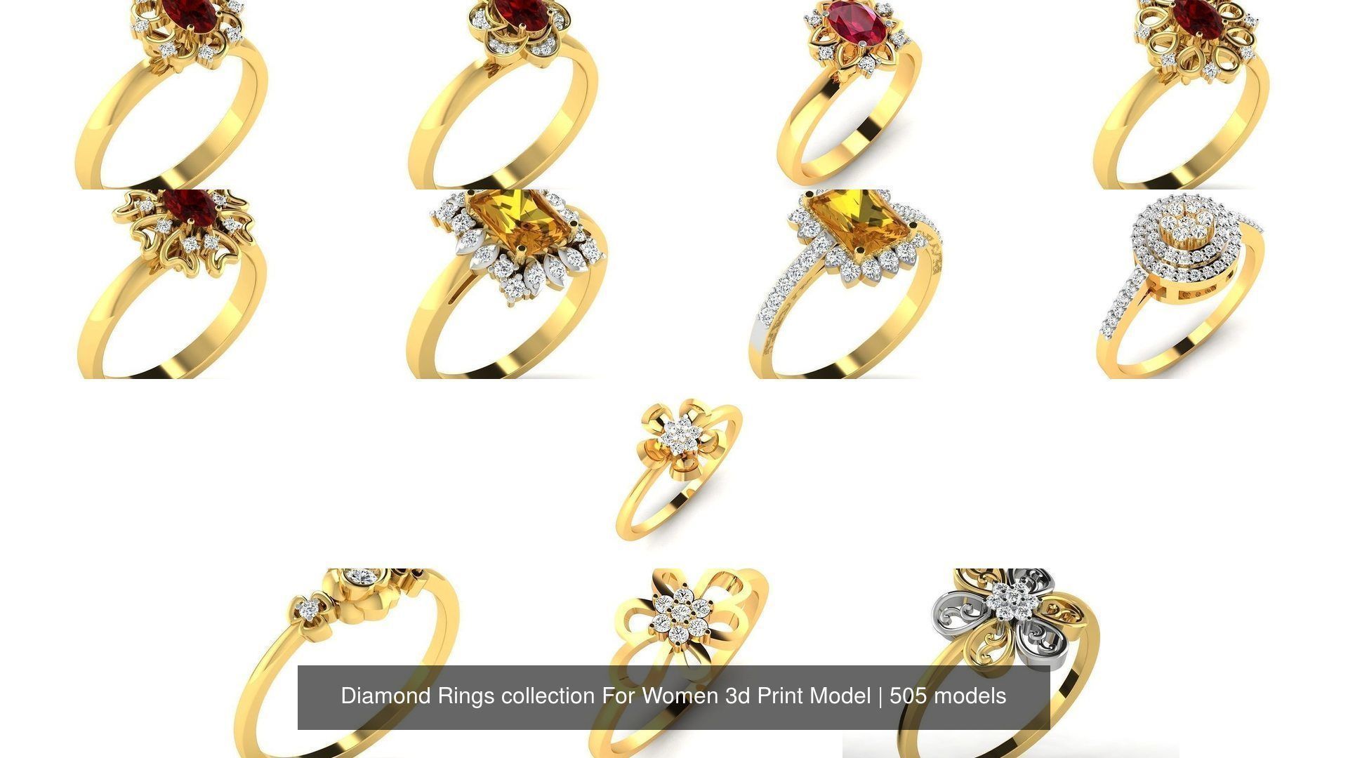 Diamond Rings collection For Women 3d Print Model _315