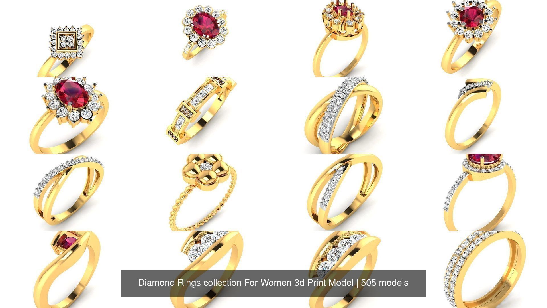 Diamond Rings collection For Women 3d Print Model _71