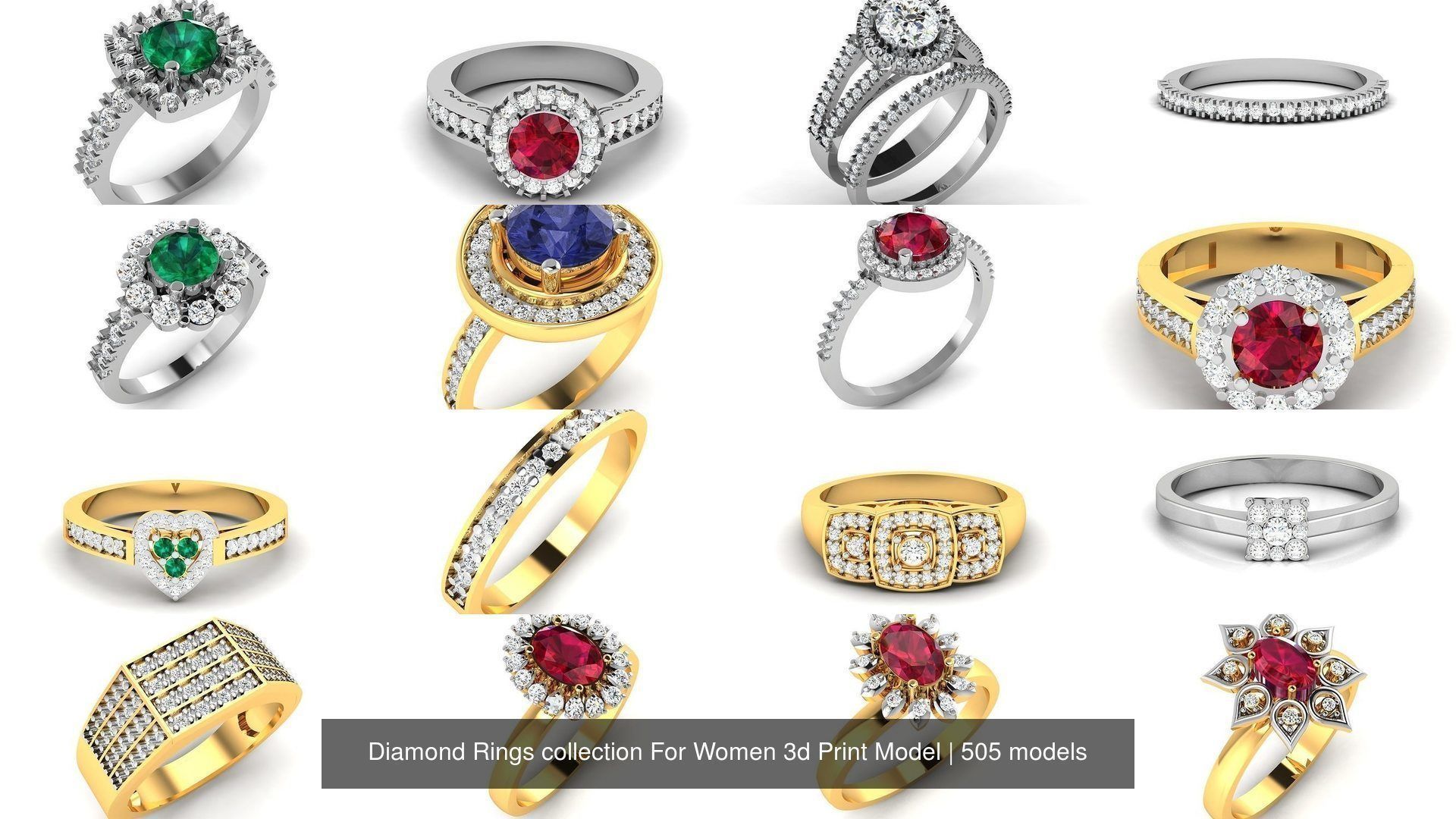 Diamond Rings collection For Women 3d Print Model _270