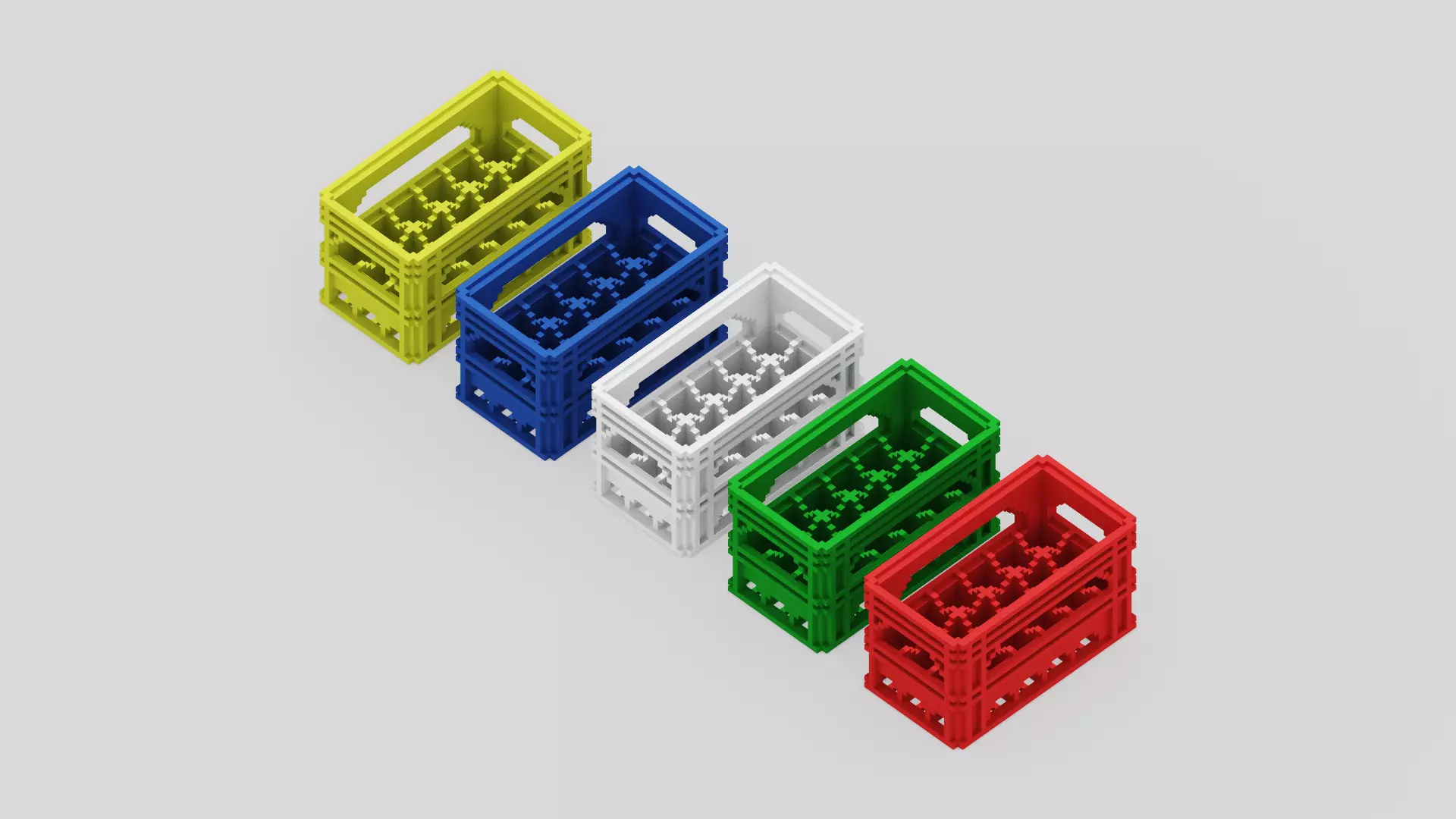 Bottle crates Voxel Free low-poly 3D model