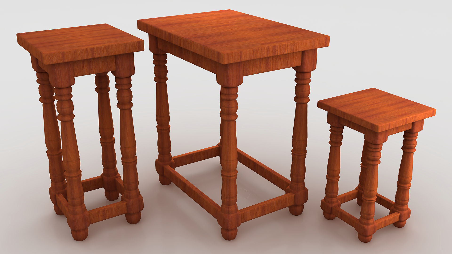 Cafe Wooden Table  3D model_1