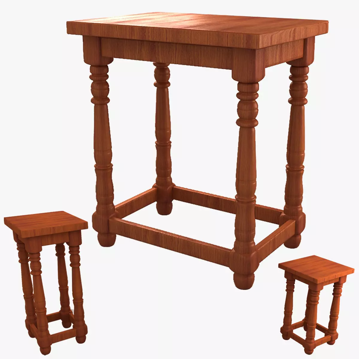 Cafe Wooden Table  3D model_0