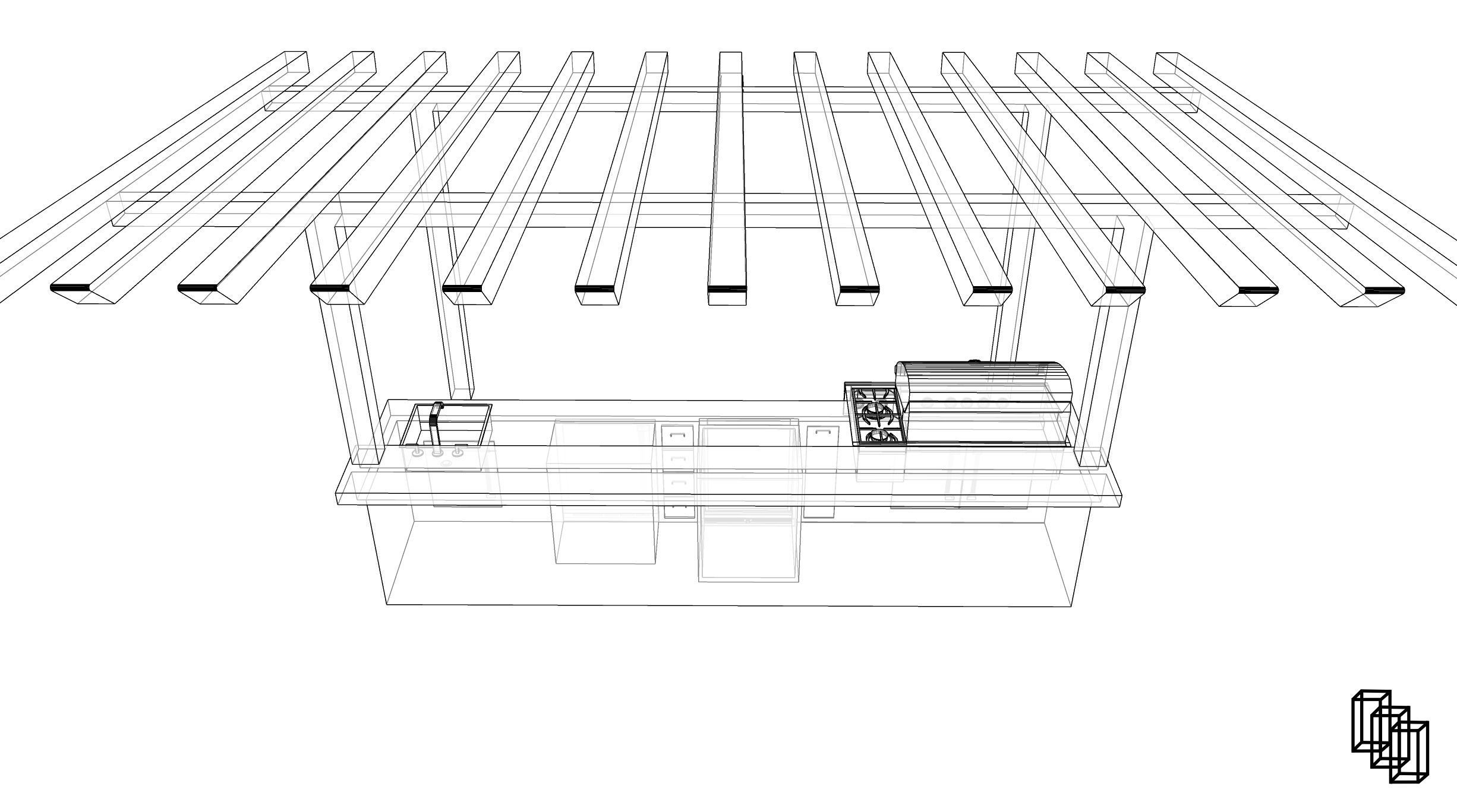 Outdoor Kitchen Low-poly 3D model_10