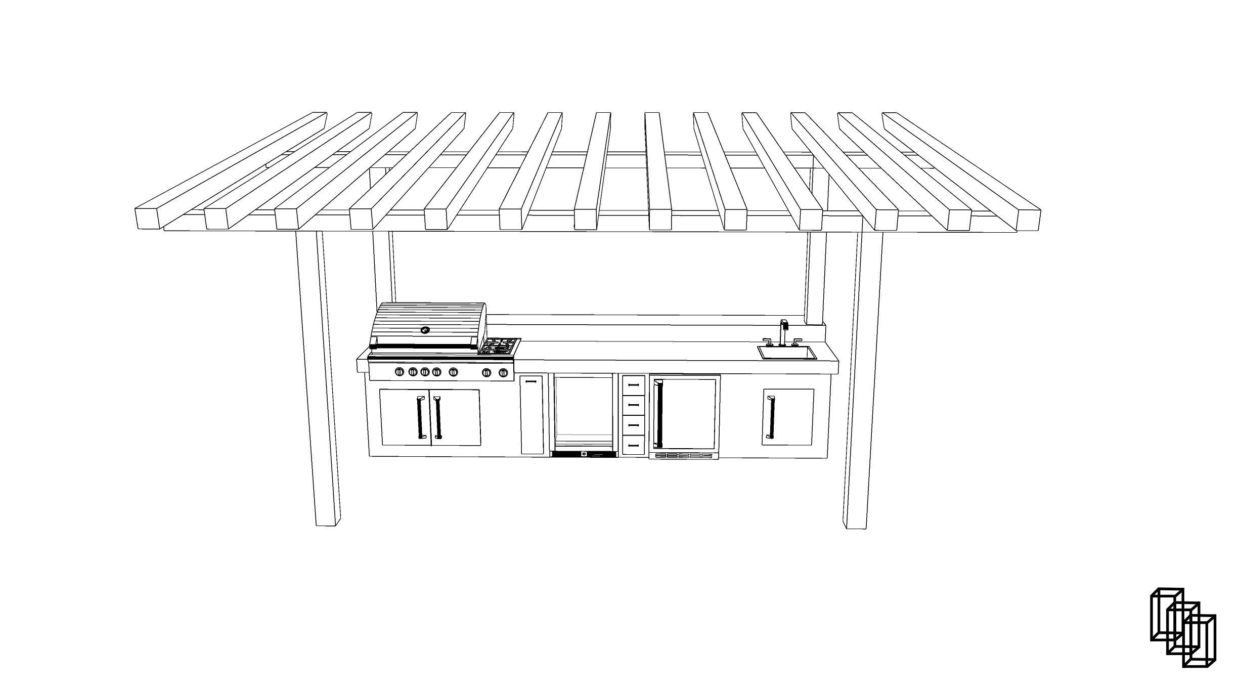 Outdoor Kitchen Low-poly 3D model_4
