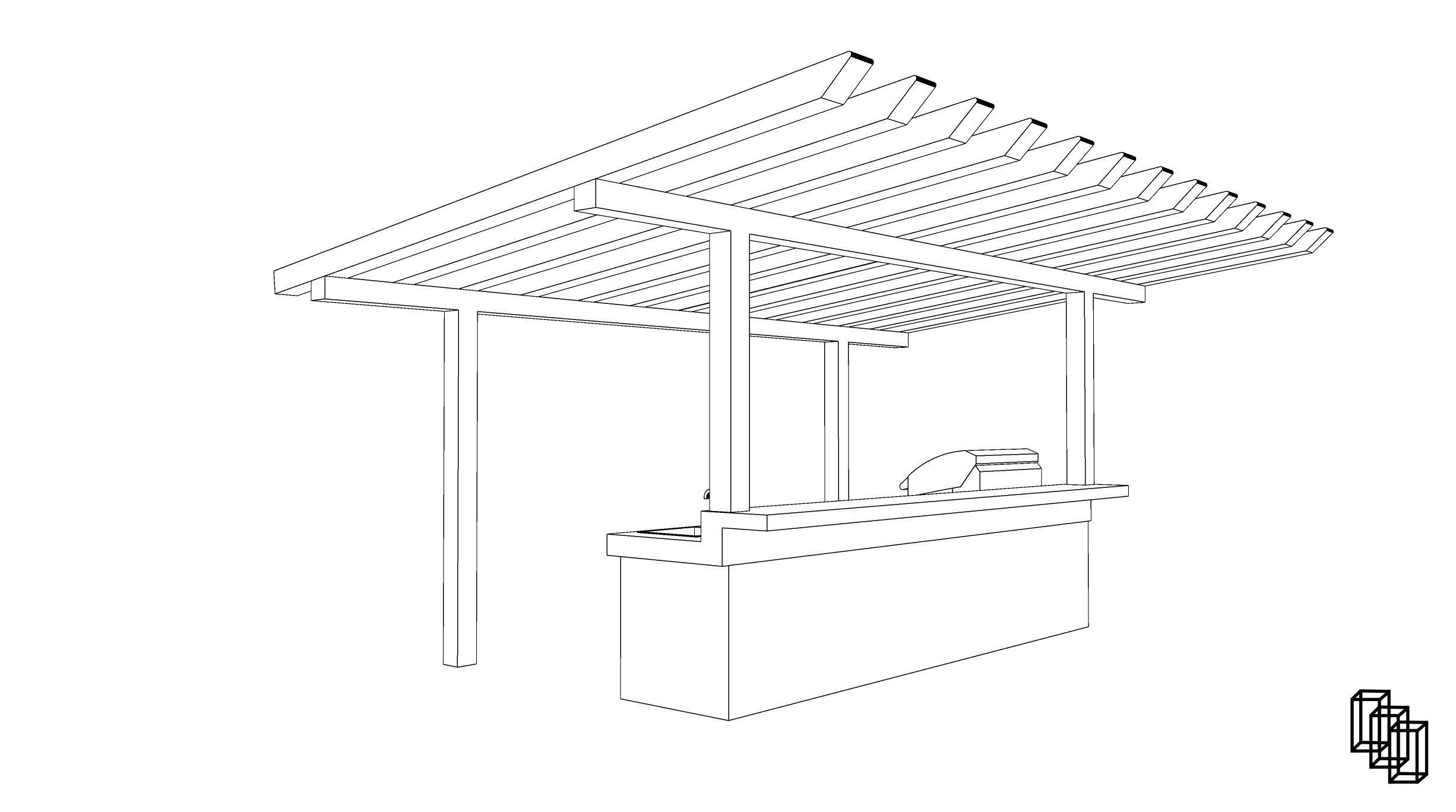 Outdoor Kitchen Low-poly 3D model_8