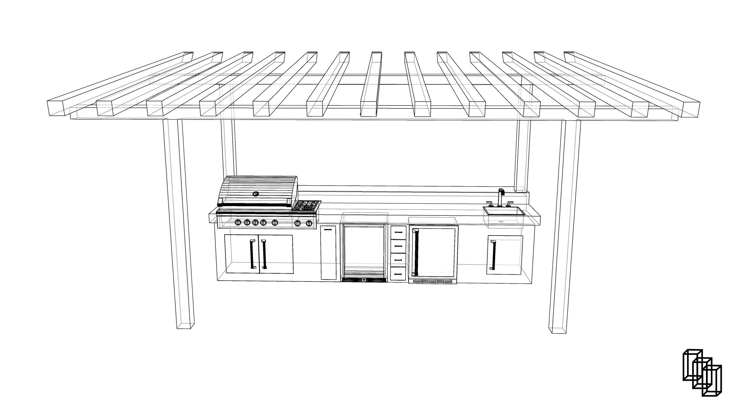 Outdoor Kitchen Low-poly 3D model_9