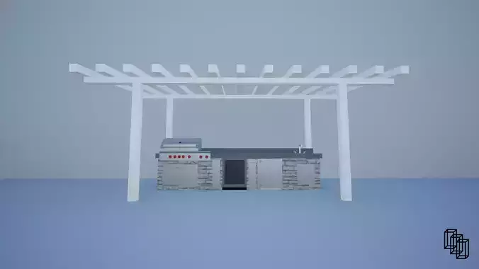 Outdoor Kitchen Low-poly 3D model
