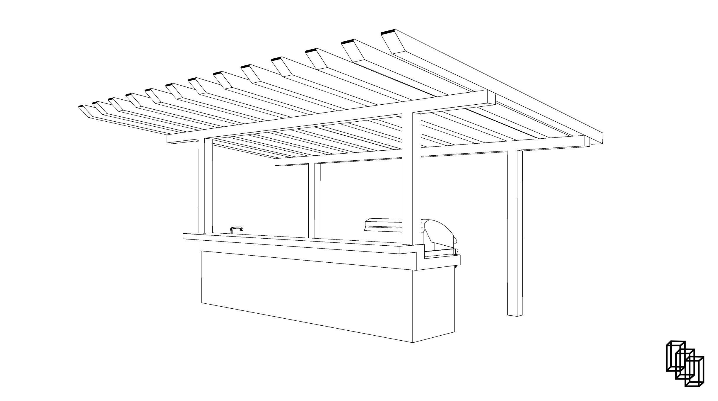 Outdoor Kitchen Low-poly 3D model_6