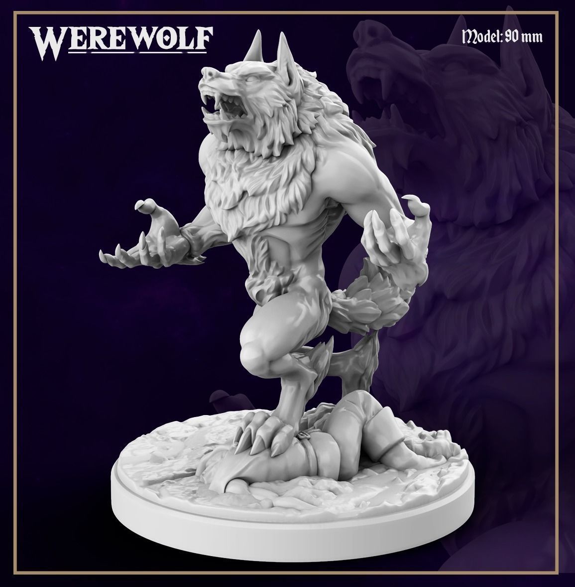Werewolf  miniature and bust 3D print model_3